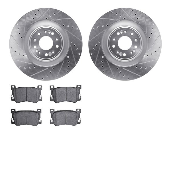 Dynamic Friction Co 7302-10001, Rotors-Drilled and Slotted-Silver with 3000 Series Ceramic Brake Pads, Zinc Coated 7302-10001